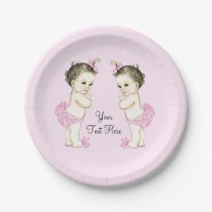 Assiettes En Carton Bébé jumeau rose