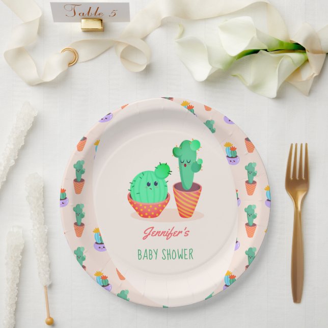 Assiettes En Carton Bébé mignet Cactus et Baby shower maman (Mariage)