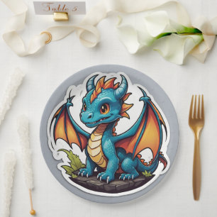 Assiettes En Carton Bébé mignon Dragon