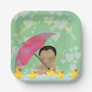 Assiettes En Carton Bébé mignon Pluie Caoutchouc Baby shower parapluie
