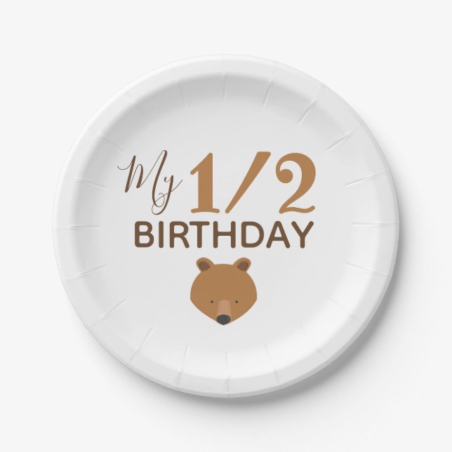Assiettes En Carton Bébé ours Demi-anniversaire (Devant)