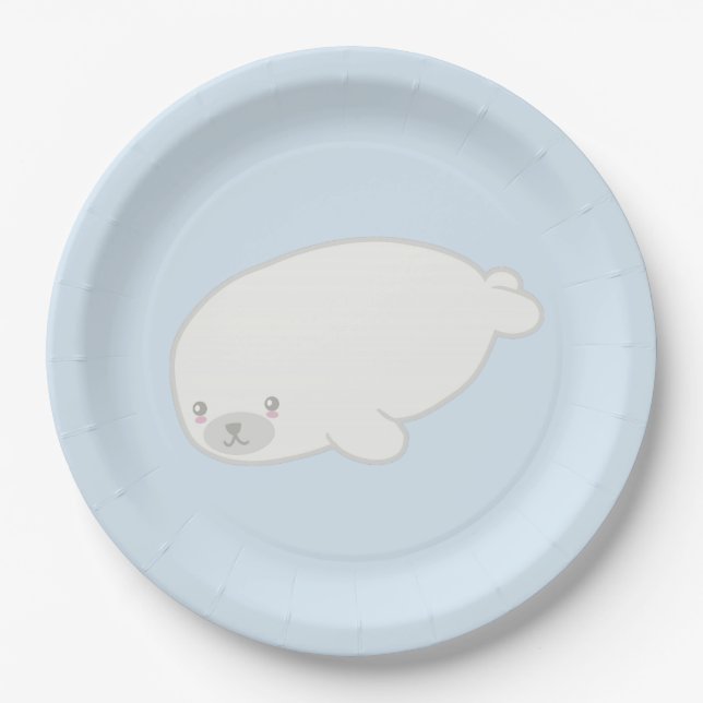 Assiettes En Carton Bébé phoque mignon (Devant)