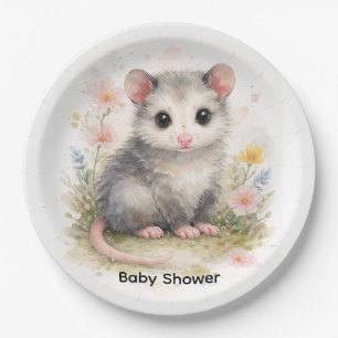 Assiettes En Carton Bébé Possum à l'aquarelle Baby Shower