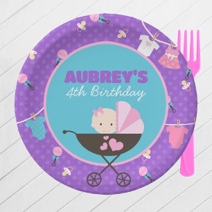 Assiettes En Carton Bébé Poupée Anniversaire Personnalisé Plaques de p