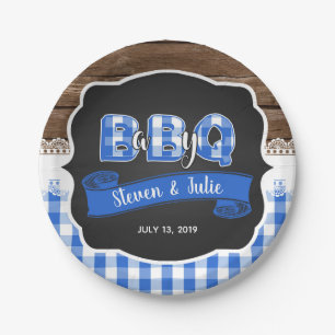 Assiettes En Carton Bébé Q Baby shower Plaque papier - Bleu