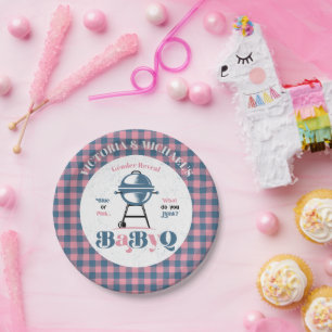 Assiettes En Carton Bébé Q Barbecue Genre Révéler Douche