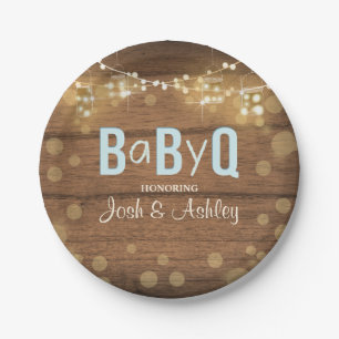 Assiettes En Carton Bébé Q Lit BBQ Baby shower Plaques de papier Rusti