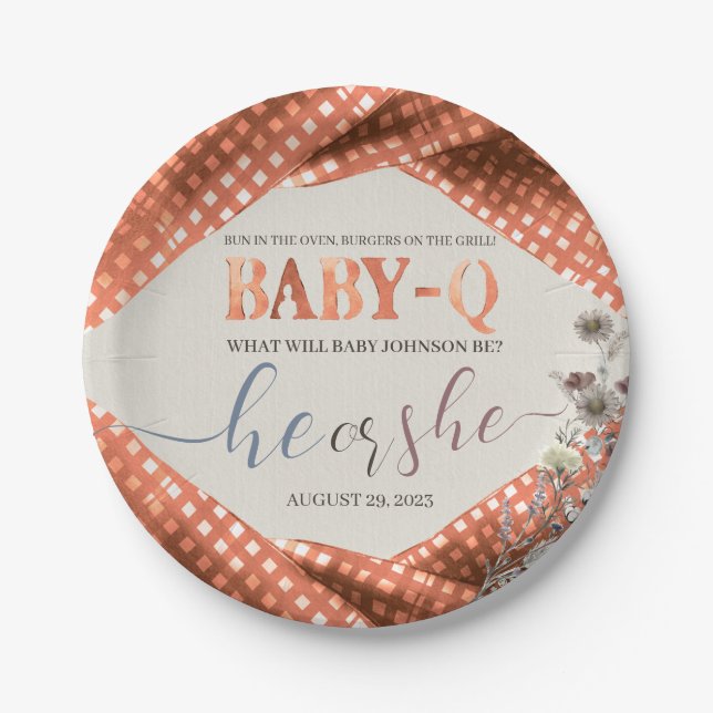Assiettes En Carton Bébé q Révélation de genre (Devant)