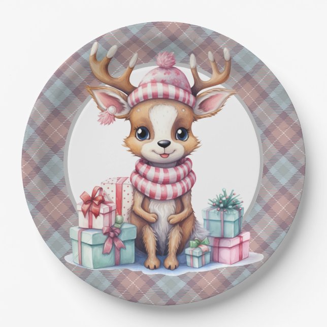 Assiettes En Carton Bébé Reindeer Anniversaire (Devant)