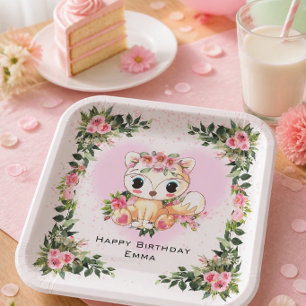 Assiettes En Carton Bébé Renard Anniversaire Personnalisé