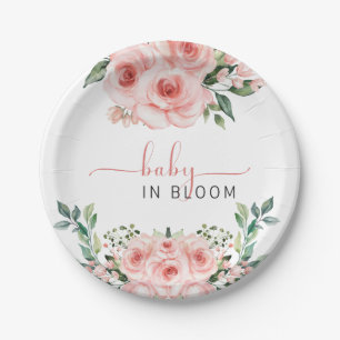 Assiettes En Carton Bébé rose pâle rose en fleur de laine de douche Ra