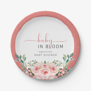 Assiettes En Carton Bébé rose pâle rose en fleur de laine de douche Ra