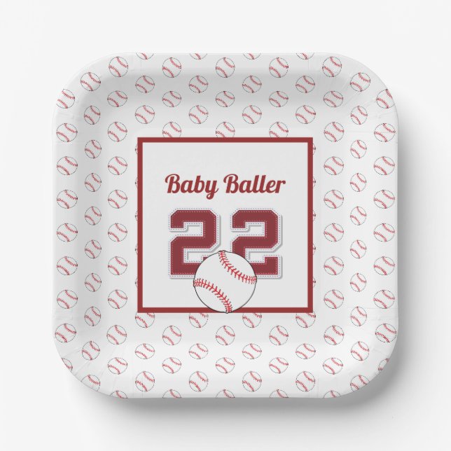 Assiettes En Carton Bébé rouge et blanc (Recto)