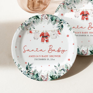 Assiettes En Carton Bébé Santa Noël Bébé Vêtements Baby Shower