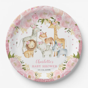 Assiettes En Carton Bébé sauvage d'animaux de la Jungle Safari Anniv