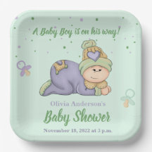 Bébé Snuggle - Baby shower vert & violet