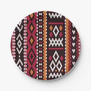 Assiettes En Carton Bedouin Sadu Fabric Pattern