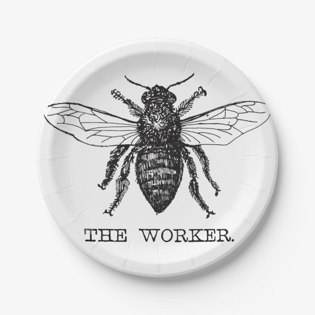 Assiettes En Carton Bee Worker Honey Black Bumblebee (Devant)