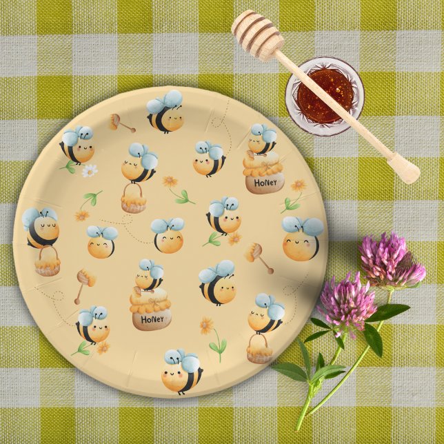 Assiettes En Carton Beehive Bees and Honey First Bee Them Anniversaire (Créateur téléchargé)