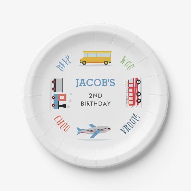 Assiettes En Carton Beep Vroom Woo Avion2b Plaques papier (Devant)
