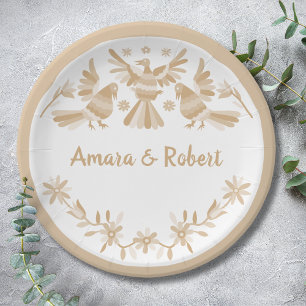 ASSIETTES EN CARTON BEIGE OTOMI MEXICAN