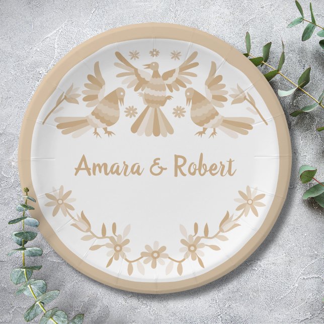 ASSIETTES EN CARTON BEIGE OTOMI MEXICAN (Créateur téléchargé)