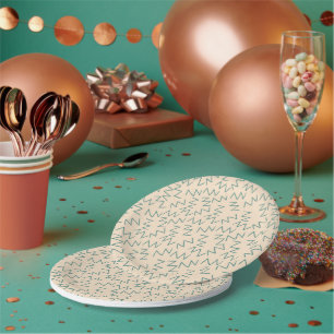 Assiettes En Carton Beige Zig Zag tendance et élégant jetable