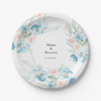 Belle aquarelle bleu rose et fleurs bleues