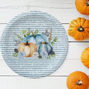Assiettes En Carton Belle Aquarelle Citrouille Blue Thanksgiving