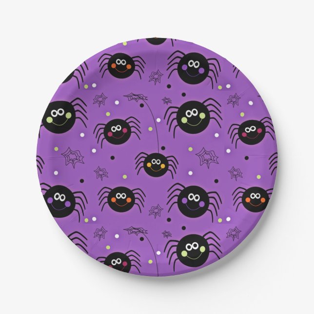 Assiettes En Carton Belle araignée d'Halloween (Devant)