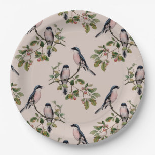Assiettes En Carton Belle copie vintage d'oiseaux