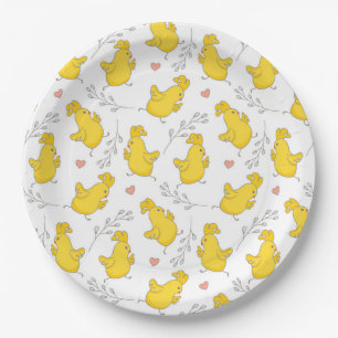 Assiettes En Carton Belle Danching Jaune Poussins de Pâques