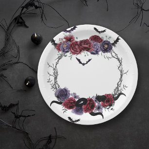 Assiettes En Carton Belle déplaisante Roses gothiques foncés avec ch