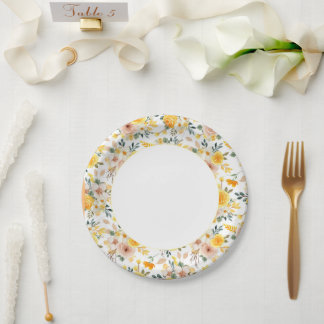 Assiettes En Carton Belle élégante Yellow Sunshine floral
