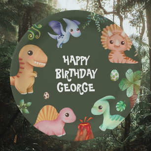 Assiettes En Carton Belle Enfants Green Dino fête d'anniversaire