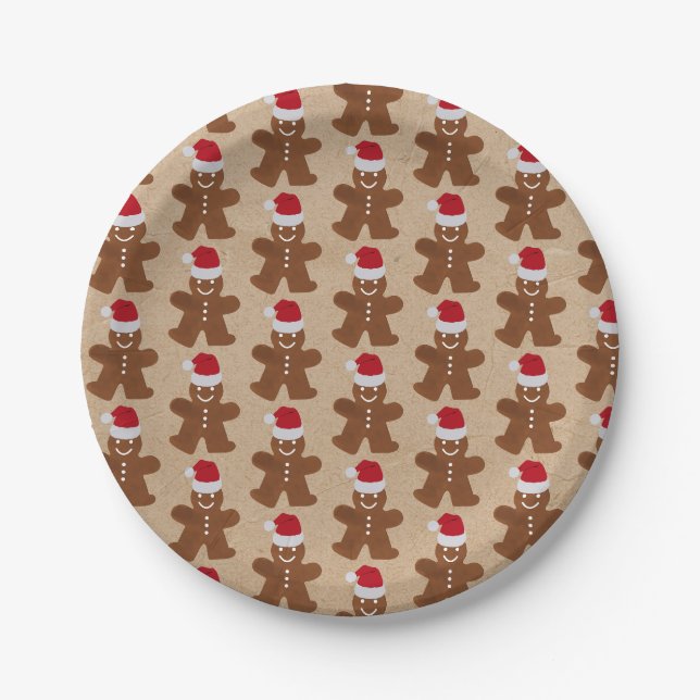 Assiettes En Carton Belle fête de Noël Gingerbread Homme Cookies (Devant)