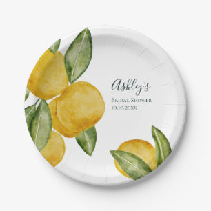 Assiettes En Carton Belle Fête des mariées d'aquarelle citron personna