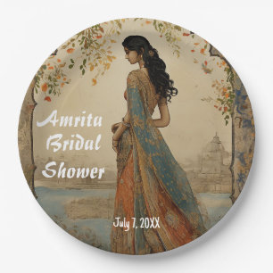 Assiettes En Carton Belle fille en Sari Personnalisée