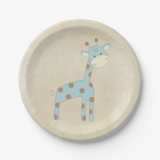 Assiettes En Carton Belle girafe de bleus layette