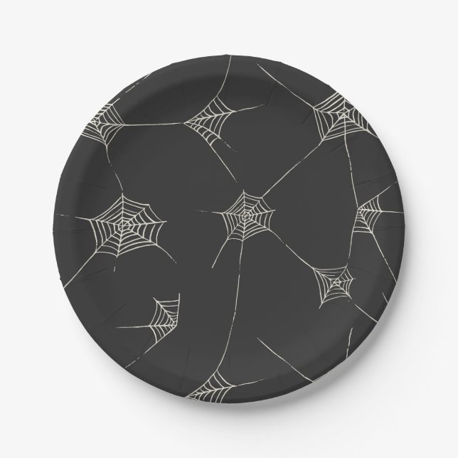 Assiettes En Carton Belle Halloween Fournitures de fête Spider Webs (Devant)