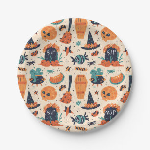 Assiettes En Carton Belle Halloween Gravestone & Cauldrons