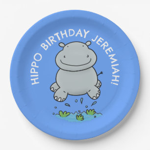 Assiettes En Carton Belle hippo bébé personnalisées dessin animé anniv