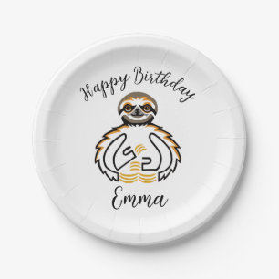 Assiettes En Carton Belle image SLOTH - Animaux sauvages -Party