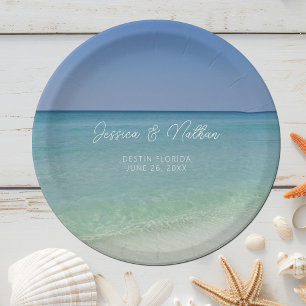 Assiettes En Carton Belle plage Horizon Mariage personnalisé