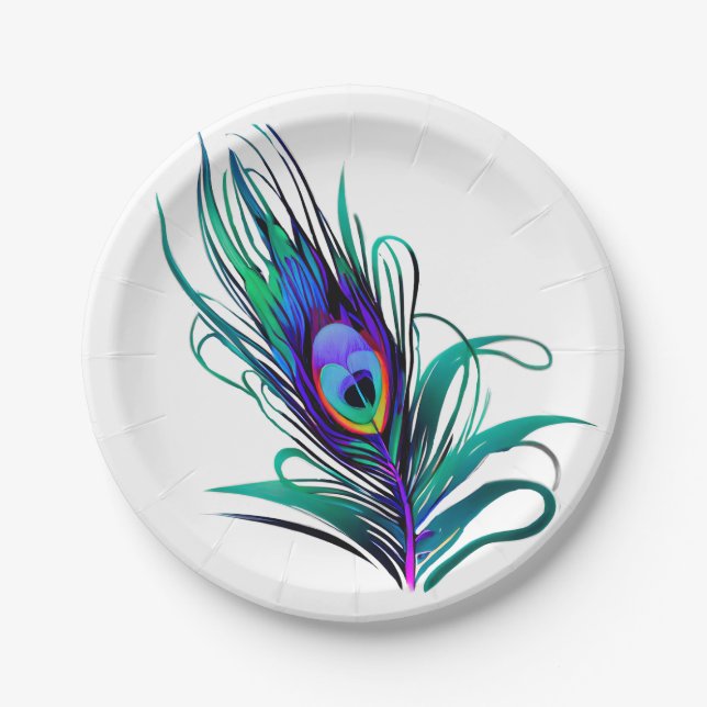 Assiettes En Carton Belle plume de paon (Devant)