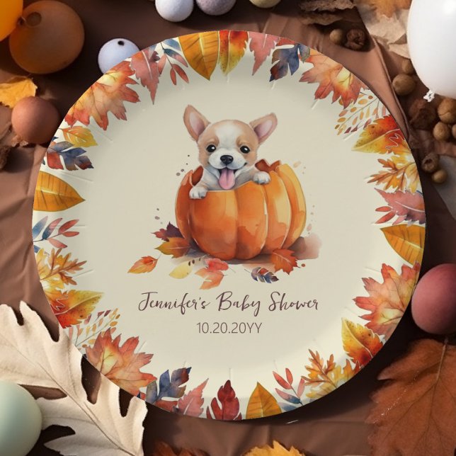 Assiettes En Carton Belle soirée Baby shower petit Citrouille (Cute Little Pumpkin Fall Baby Shower Party Paper plates)