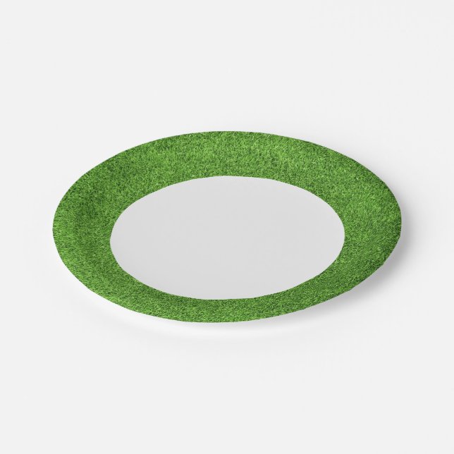 Assiettes En Carton Belle texture d'herbe verte du golf (Angle)