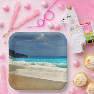 Assiettes En Carton Belle Turquoise Bleue Mer Tropicale Photographie