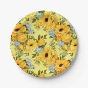 Assiettes En Carton Belles fleurs jaunes