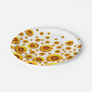 Assiettes En Carton Belles fleurs jaunes